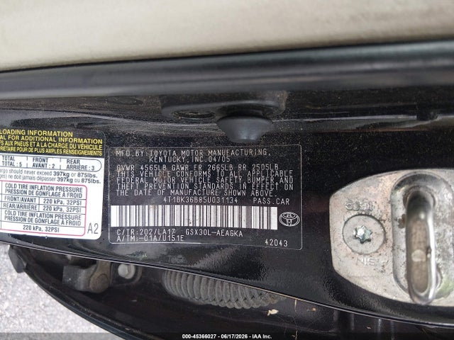 Aukcja sprzedaży 2005 Toyota Avalon Xls, vin: 4T1BK36B85U031134, numer aukcji: 45366027