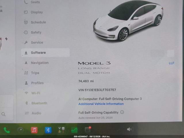 Продажа на аукционе авто 2020 Tesla Model 3 Long Range Dual Motor All-wheel Drive, vin: 5YJ3E1EB3LF703757, номер лота: 45366047