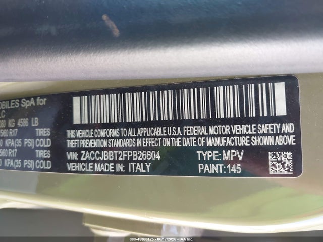 Jeep Renegade Latitude 2015 ZACCJBBT2FPB26604 Image 9