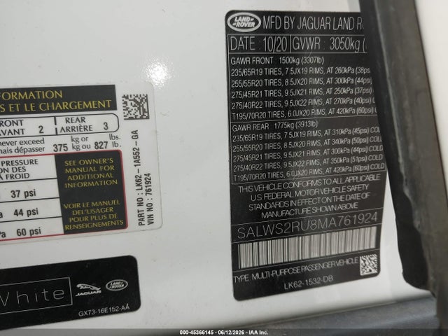 SALWS2RU8MA761924 Land Rover Range Rover Sport Hst Mhev