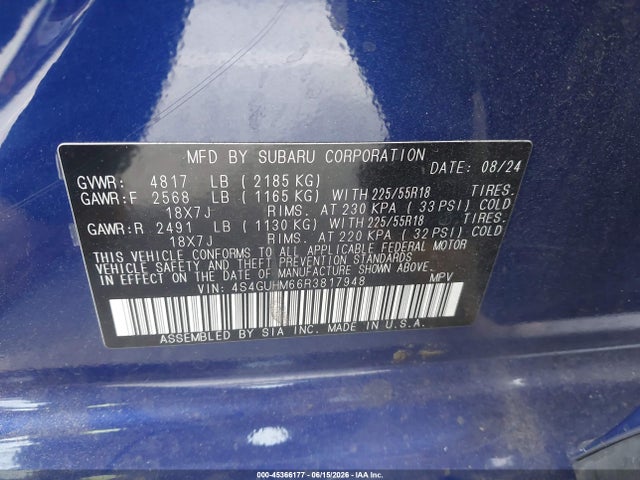 Subaru Crosstrek Limited 2024 4S4GUHM66R3817948 Image 9