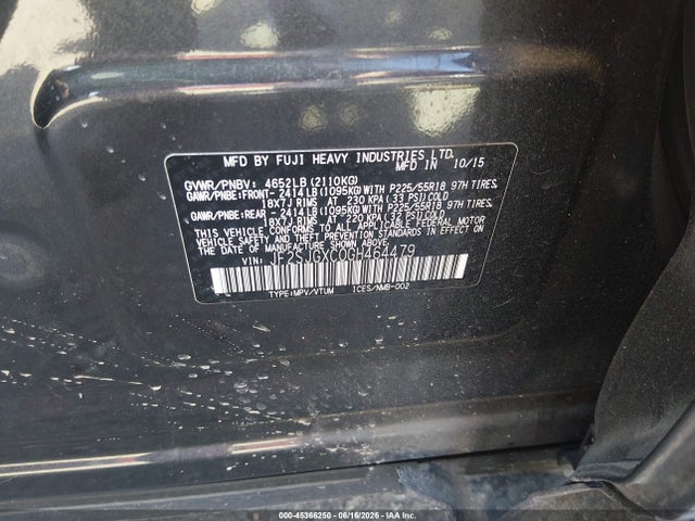 Продажа на аукционе авто 2016 Subaru Forester 2.0xt Touring, vin: JF2SJGXC0GH464479, номер лота: 45366250