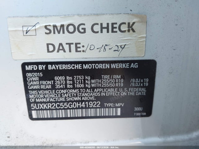 Aukcja sprzedaży 2016 Bmw X5 Sdrive35i, vin: 5UXKR2C55G0H41922, numer aukcji: 45366255
