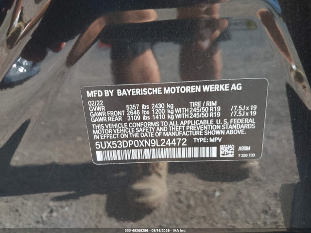 Продажа на аукционе авто 2022 Bmw X3 Xdrive30i, vin: 5UX53DP0XN9L24472, номер лота: 45366296