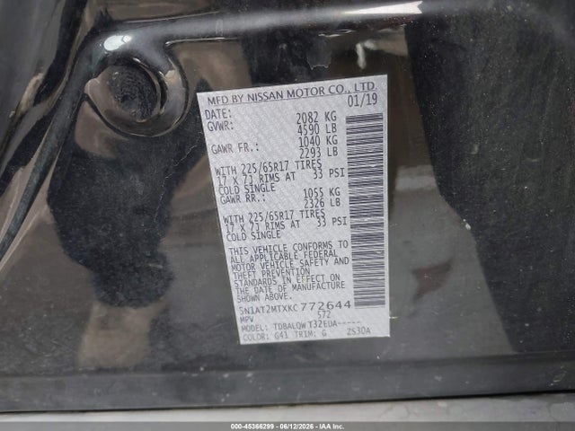 Nissan ROGUE SV 2019 5N1AT2MTXKC772644 Image 9