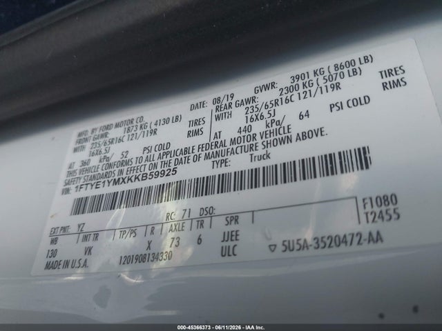 Ford Transit-150 2019 1FTYE1YMXKKB59925 Image 9