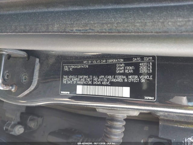 Aukcja sprzedaży 2011 Volvo S80 3.2l, vin: YV1940AS2B1147018, numer aukcji: 45366398
