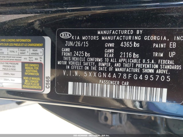 Aukcja sprzedaży 2015 Kia Optima Ex, vin: 5XXGN4A78FG495705, numer aukcji: 45366469