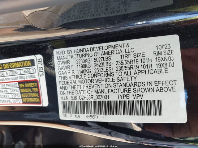 2024 Acura Rdx Technology Package მანქანა იყიდება აუქციონზე, vin: 5J8TC2H58RL003001, აუქციონის ნომერი: 45366481