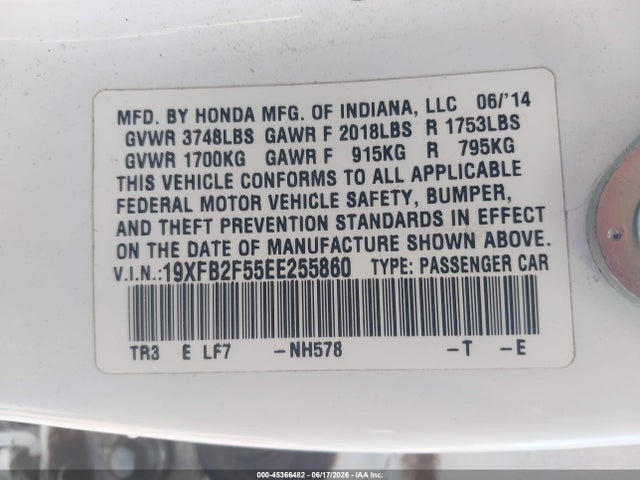 19XFB2F55EE255860 Honda Civic Lx