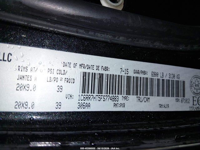 RAM 1500 Sport 2015 1C6RR7HT5FS774883 Image 9