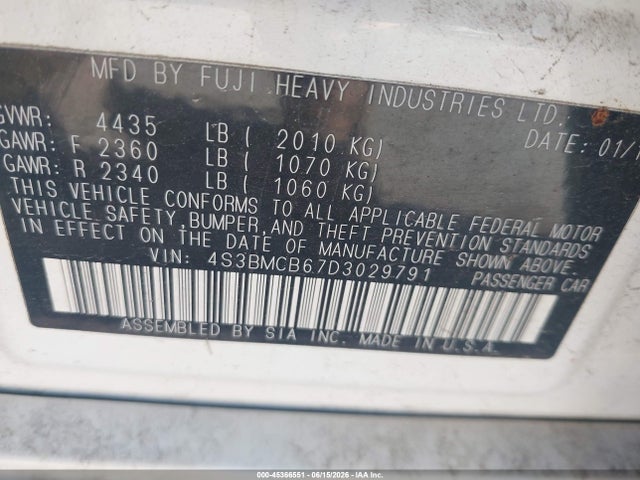 Aukcja sprzedaży 2013 Subaru Legacy 2.5i Premium, vin: 4S3BMCB67D3029791, numer aukcji: 45366551