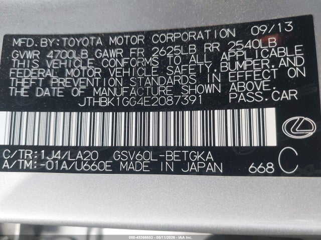 Lexus ES 350 2014 JTHBK1GG4E2087391 Image 9