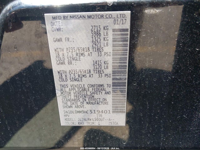 5N1DL0MM9HC519401 Infiniti QX60