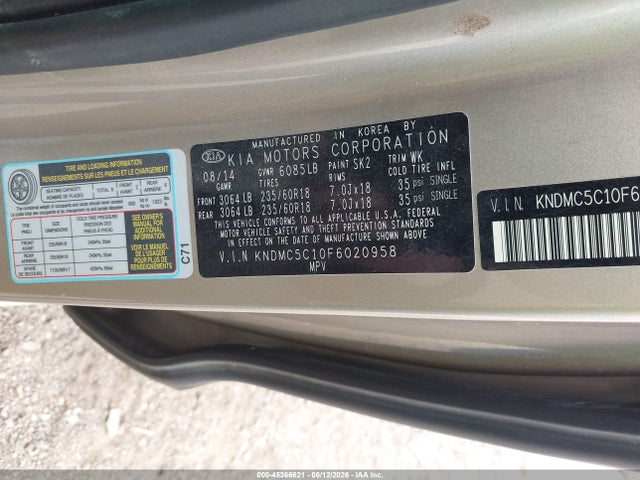 KIA SEDONA EX 2015 KNDMC5C10F6020958 Image 9