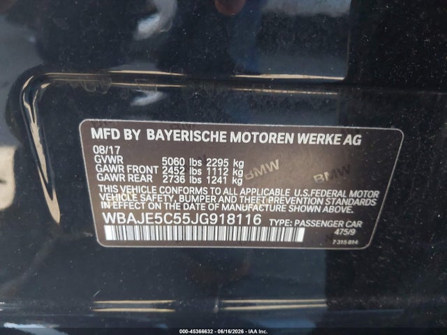 BMW 540I 2018 WBAJE5C55JG918116 Image 9
