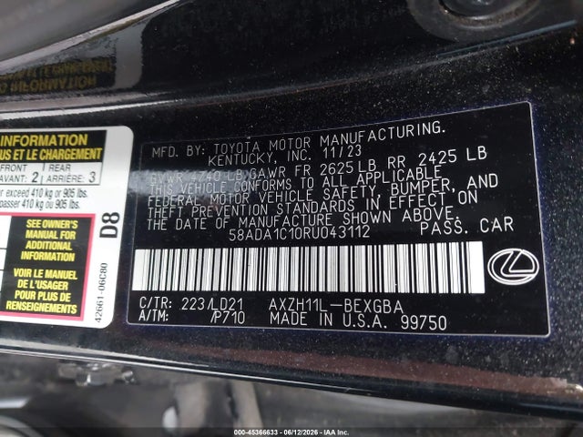 Lexus ES 300H 2024 58ADA1C10RU043112 Image 9