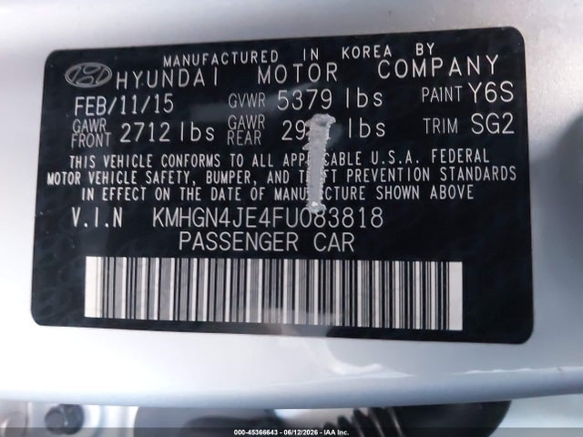 Hyundai Genesis 3.8 2015 KMHGN4JE4FU083818 Image 9