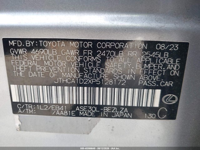 Продаж на аукціоні авто 2023 Lexus Is 300, vin: JTHCA1D2XP5128172, номер лоту: 45366649