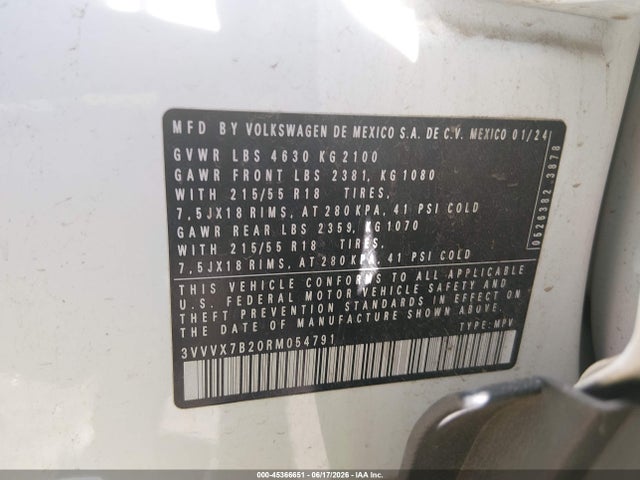 3VVVX7B20RM054791 Volkswagen Taos 1.5t Se