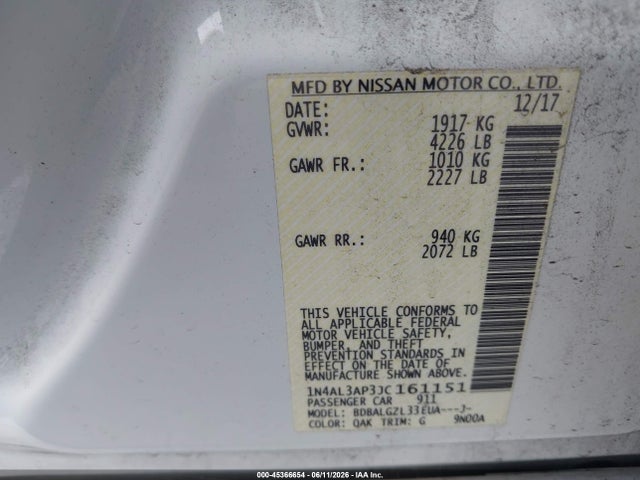 Nissan Altima 2.5 S 2018 1N4AL3AP3JC161151 Image 9