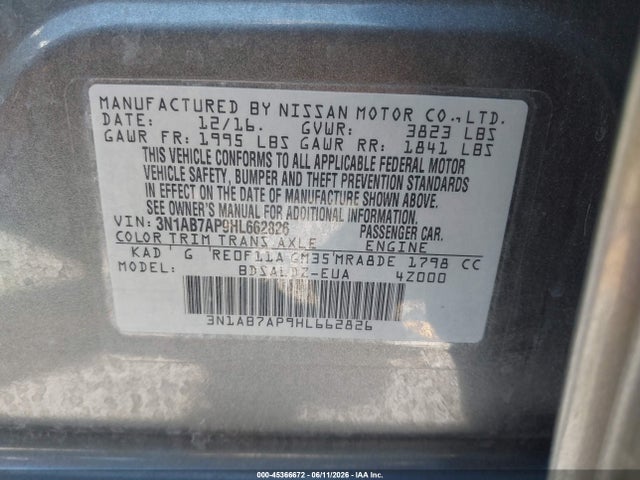 3N1AB7AP9HL662826 Nissan SENTRA SV