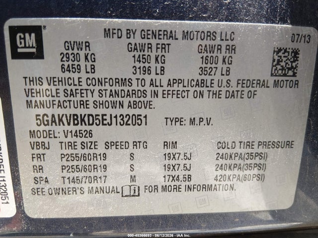 Aukcja sprzedaży 2014 Buick Enclave Leather, vin: 5GAKVBKD5EJ132051, numer aukcji: 45366693