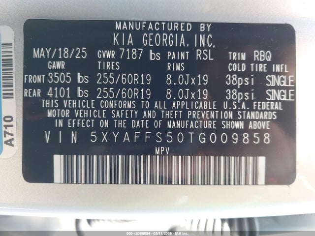 KIA Ev9 Wind 2026 5XYAFFS50TG009858 Image 9
