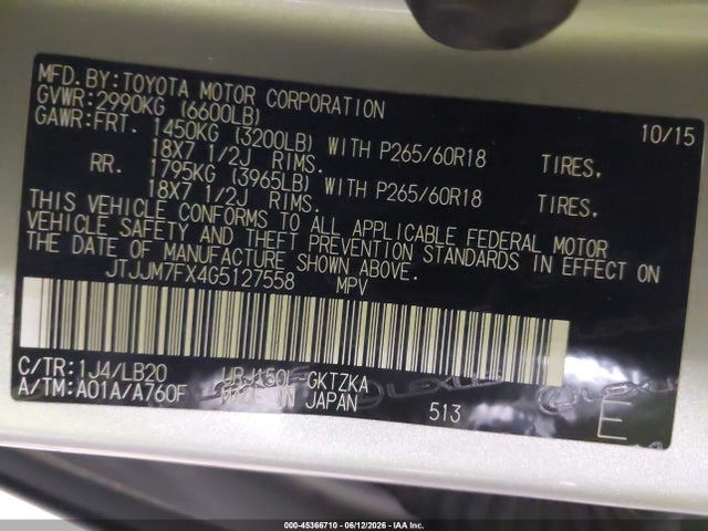 JTJJM7FX4G5127558 Lexus Gx 460 Luxury