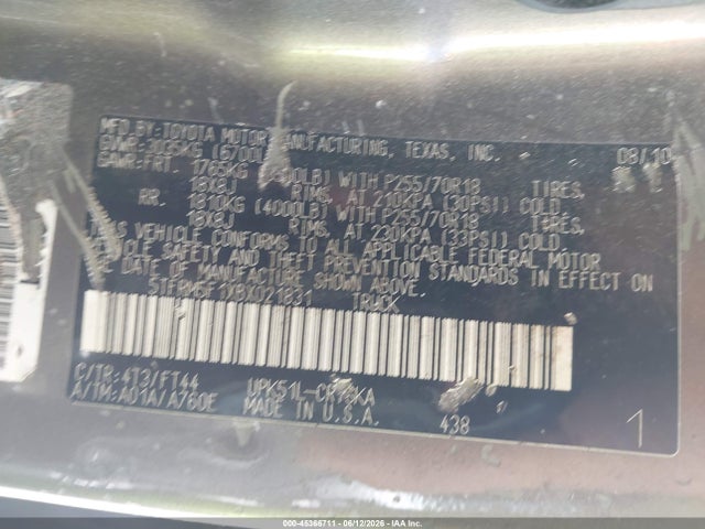Aukcja sprzedaży 2011 Toyota Tundra Grade 4.6l V8, vin: 5TFRM5F1XBX021831, numer aukcji: 45366711