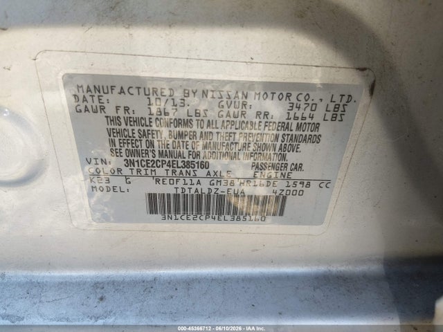 Nissan Versa Note Sv 2014 3N1CE2CP4EL385160 Image 9