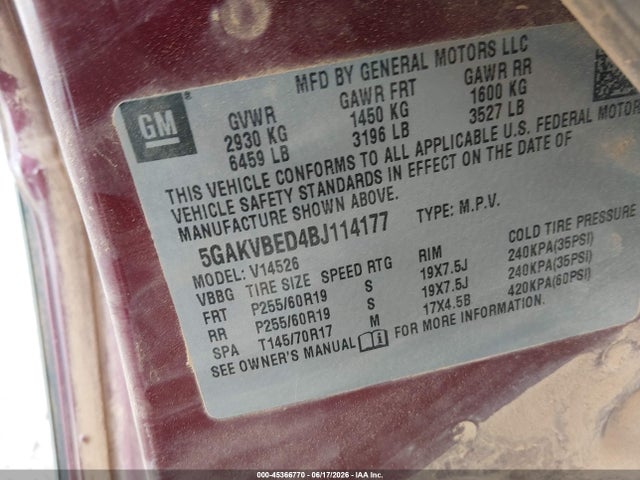 Продаж на аукціоні авто 2011 Buick Enclave 1xl, vin: 5GAKVBED4BJ114177, номер лоту: 45366770
