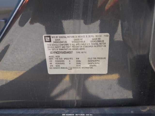 Aukcja sprzedaży 2010 Cadillac Srx Premium Collection, vin: 3GYFNCEY6AS544597, numer aukcji: 45366839