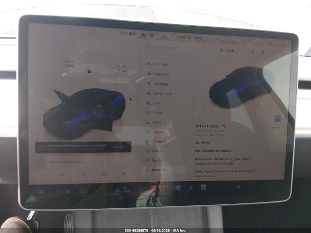 Aukcja sprzedaży 2022 Tesla Model Y Long Range Dual Motor All-wheel Drive, vin: 7SAYGDEE2NF558941, numer aukcji: 45366870