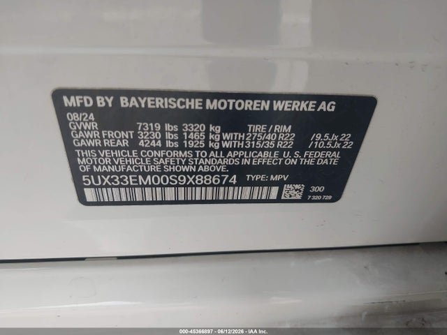 BMW X7 M60i 2025 5UX33EM00S9X88674 Image 9