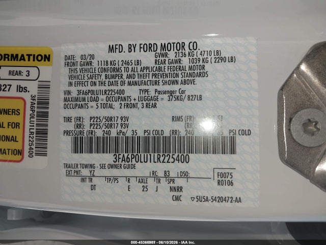 Ford Fusion Hybrid Se 2020 3FA6P0LU1LR225400 Image 9