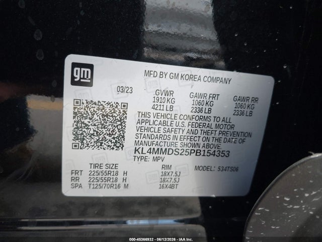 2023 Buick Encore Gx Select Fwd მანქანა იყიდება აუქციონზე, vin: KL4MMDS25PB154353, აუქციონის ნომერი: 45366932