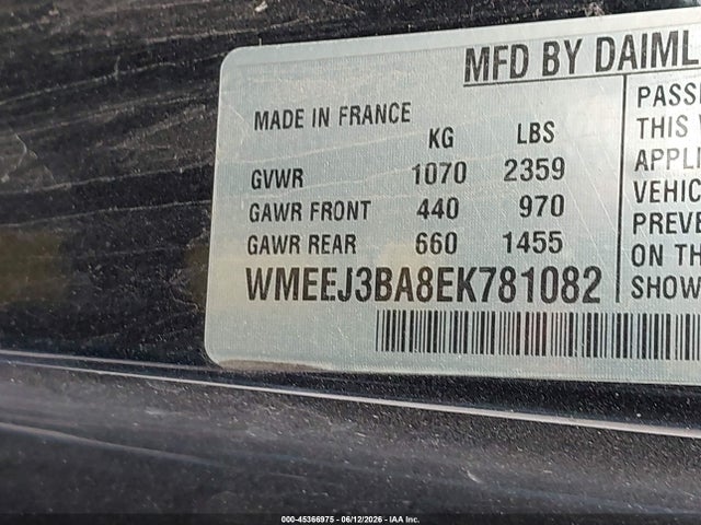 Продажа на аукционе авто 2014 Smart Fortwo, vin: WMEEJ3BA8EK781082, номер лота: 45366975