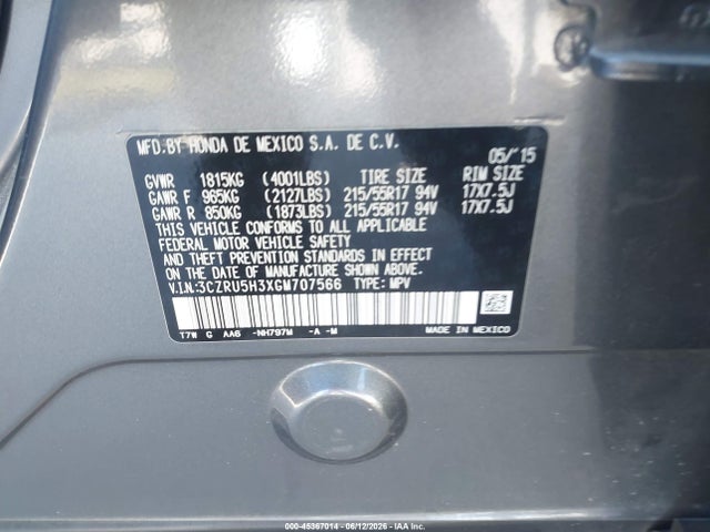 Honda HR-V LX 2016 3CZRU5H3XGM707566 Image 9