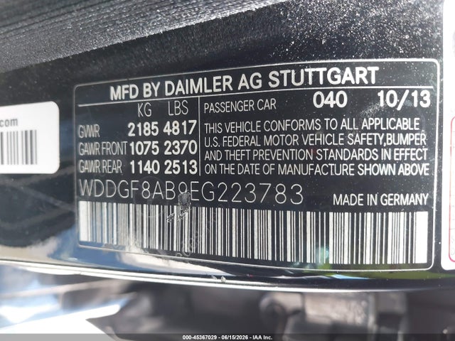 Aukcja sprzedaży 2014 Mercedes-benz C 300 Sport 4matic, vin: WDDGF8AB9EG223783, numer aukcji: 45367029