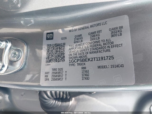 1GCPSBEK2T1191725 Chevrolet Colorado Wt