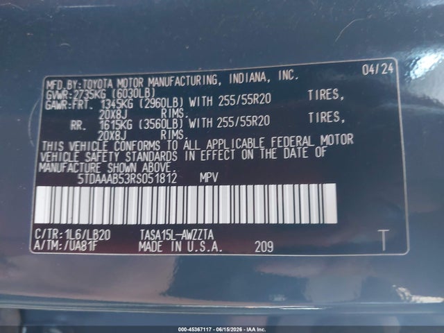 Toyota Grand Highlander Platinum 2024 5TDAAAB53RS051812 Image 9