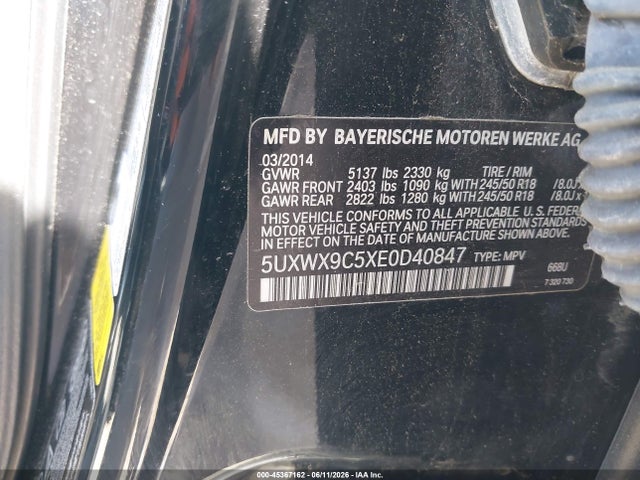 2014 Bmw X3 Xdrive28i მანქანა იყიდება აუქციონზე, vin: 5UXWX9C5XE0D40847, აუქციონის ნომერი: 45367162