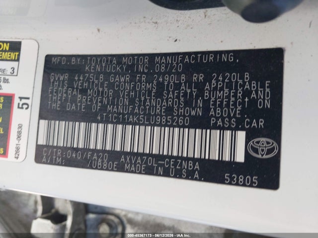 Toyota CAMRY LE 2020 4T1C11AK5LU985260 Image 9