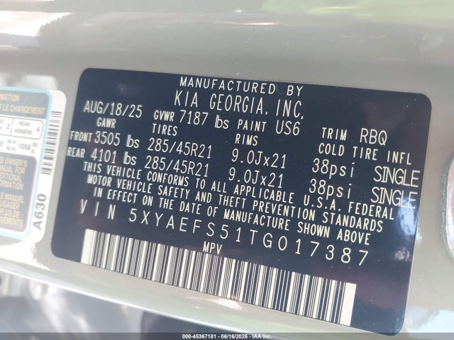 KIA Ev9 Gt-line 2026 5XYAEFS51TG017387 Image 9