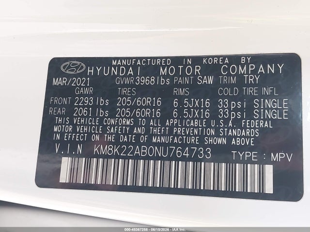 Hyundai Kona Se 2022 KM8K22AB0NU764733 Image 9