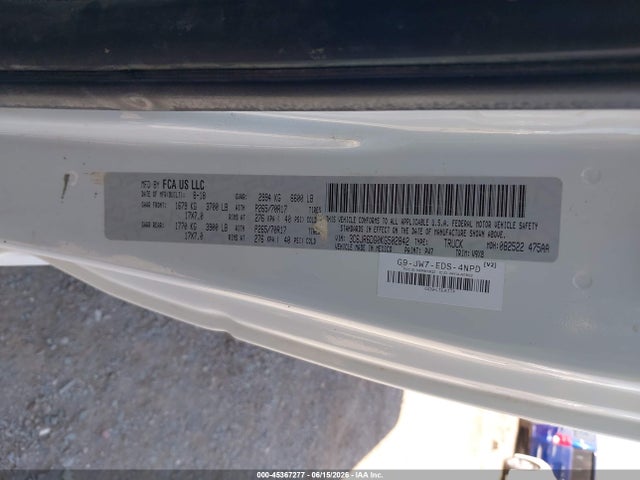 45367277 :رقم المزاد ، 3C6JR6DG0KG502842 vin ، 2019 Ram 1500 Classic Tradesman  4x2 8' Box مزاد بيع