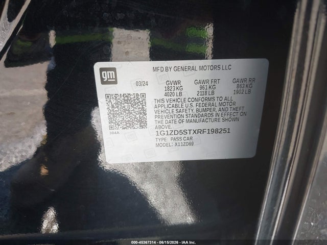 1G1ZD5STXRF198251 Chevrolet Malibu Fwd 1lt
