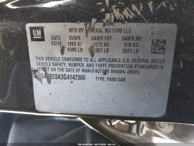 Продажа на аукционе авто 2016 Buick Verano Leather Group, vin: 1G4PS5SK3G4147366, номер лота: 45367346