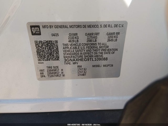 3GNAXHEG9TL109088 Chevrolet Equinox Fwd Lt